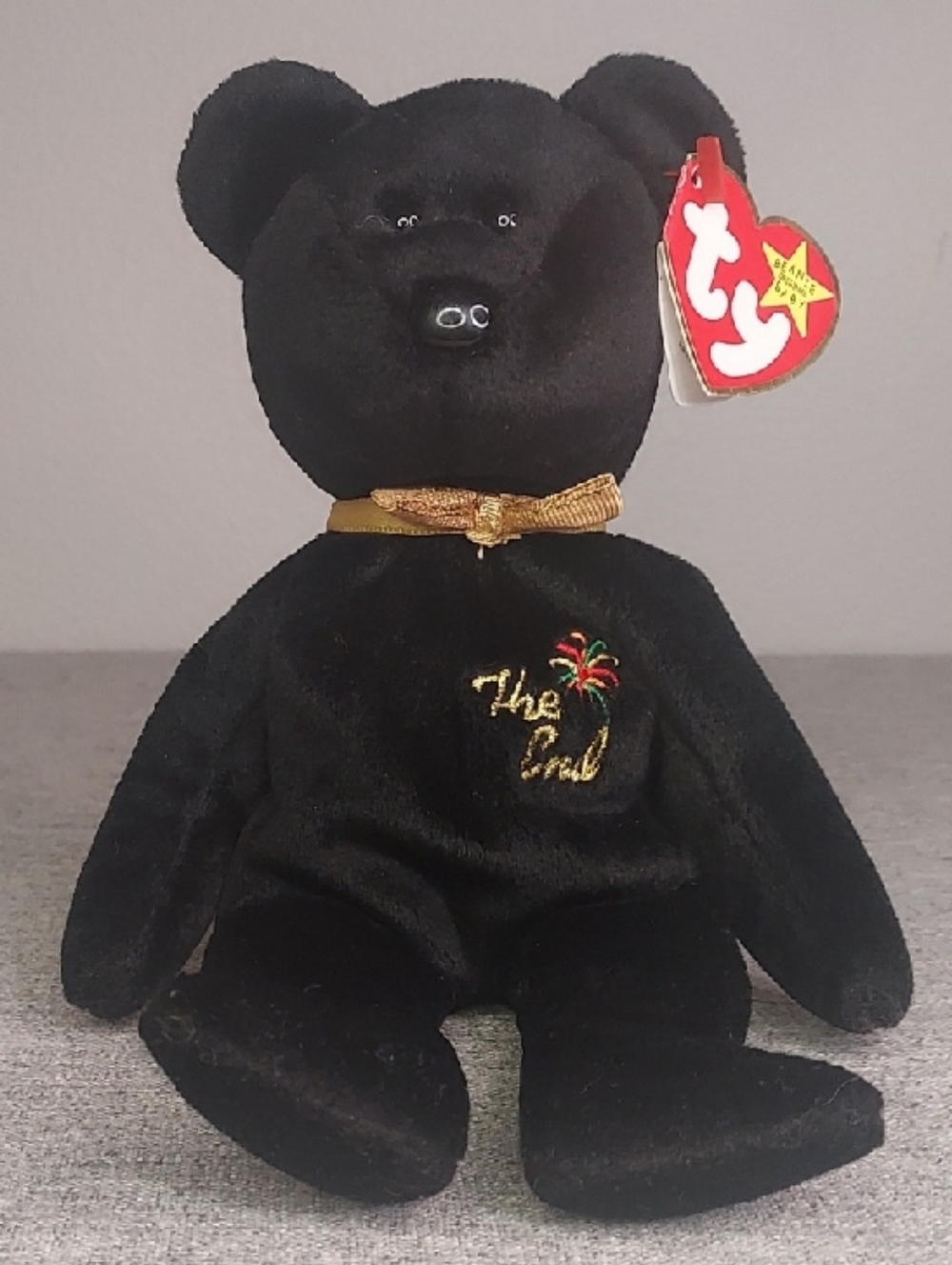 Ty Beanie Baby 'The End' Black Bear 1999 Y2K Retired Plush Toy NWT